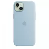 Funda de silicona Apple iPhone 15 Plus azul claro MagSafe