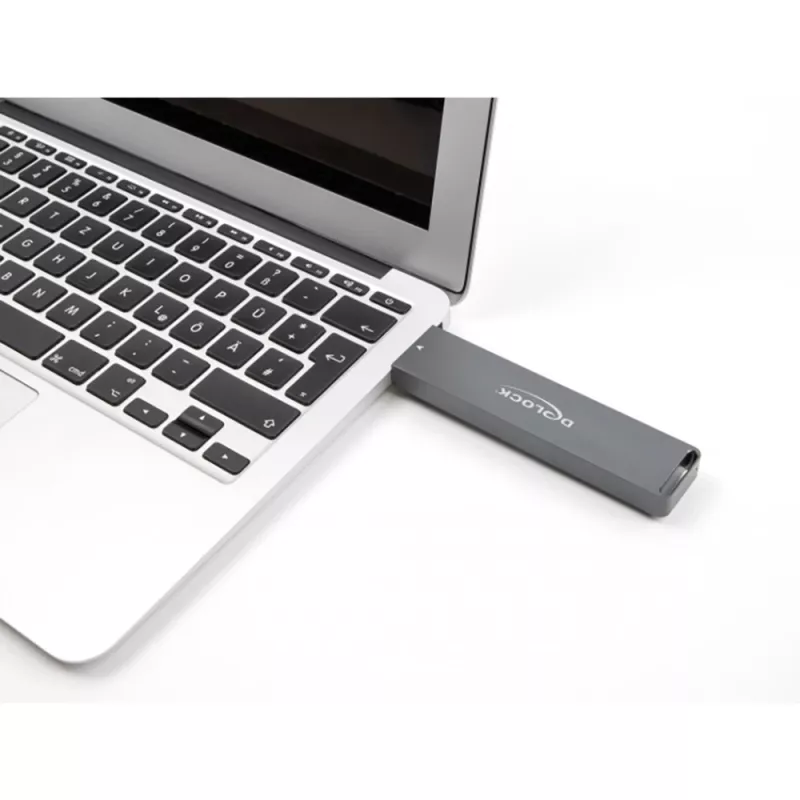 Delock - carcasa para almacenamiento - carcasa externa para SSD M.2 NVME PCIe o SSD SATA con conector macho USB 10 Gbps Type-A - M.2 - tarjeta M.2 NVMe / SATA 6Gb/s - USB