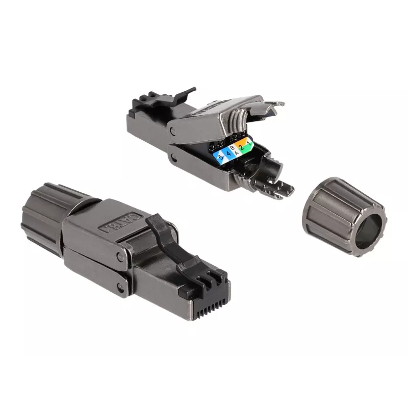 Cable de red DeLOCK conector macho RJ45 Cat.8.1 STP sin herramientas negro