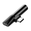 Adaptador de audio Baseus USB-C a minijack 3,5 mm + USB-C (negro)