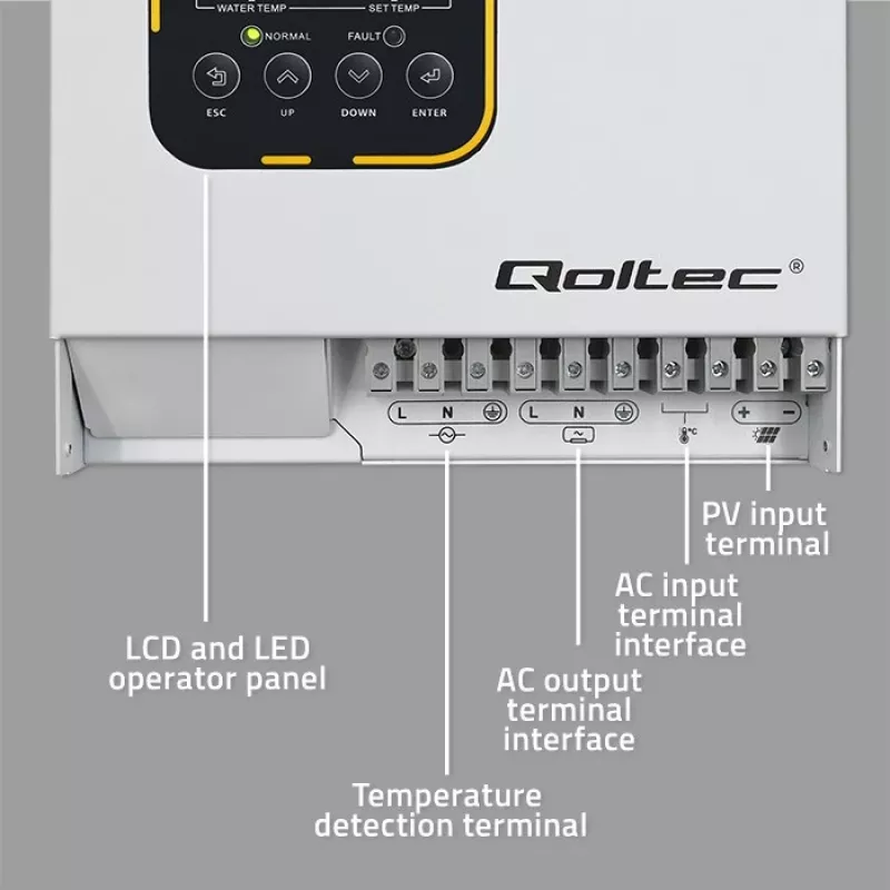 Inversor QOLTEC ECO Solar Boost 4kW MPPT LCD, 4 kW de salida, regulación de carga MPPT, pantalla LCD