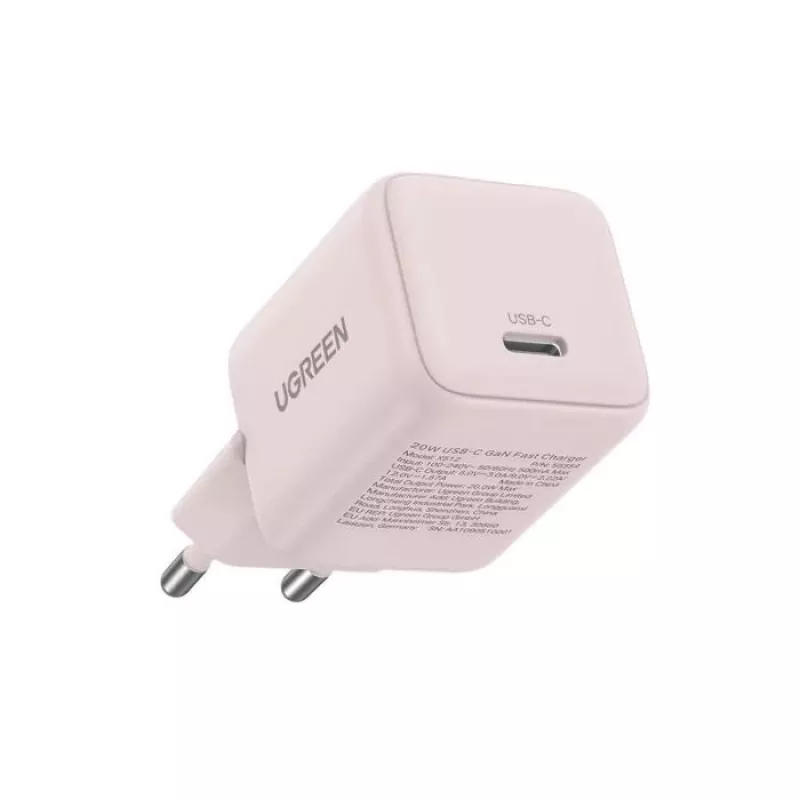 Fuente de alimentación UGREEN X512 20W USB-C carga rápida PD, rosa, entrada 100–240V, 1× USB-C