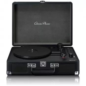 Tocadiscos con accionamiento por correa Lenco TT-115 Negro – tocadiscos portátil tipo maletín, Bluetooth 5.0, grabación por USB, 33/45/78 rpm