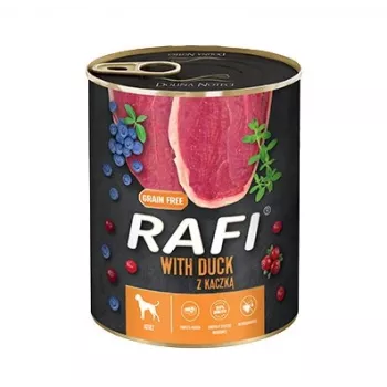 Comida húmeda para perros dolina noteci Rafi Dog con pato, arándanos y arándanos rojos 800 g, proteína 9%, grasa 7%, humedad 78%