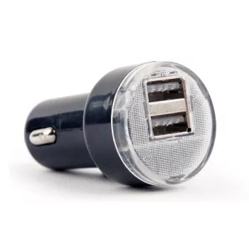 Cargador de coche Gembird EG-U2C2A-CAR-02, entrada 12–24V, salida 5V/2,1A, 2× USB 2.0, negro