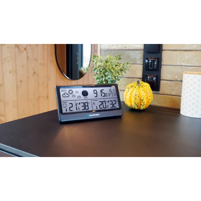 Estación meteorológica BLAUPUNKT WS20BK — pantalla de temperatura y humedad interior/exterior, negro, 1 sensor, LCD, a pilas