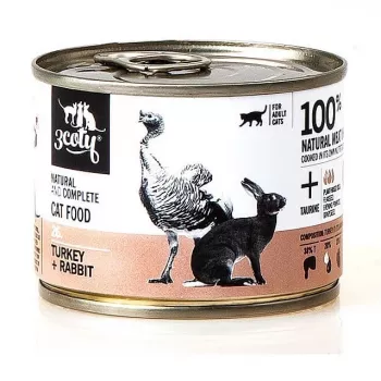 Comida húmeda para gatos 3coty 26 Pavo y Conejo – 180 g lata, adultos, sin cereales, sin gluten, para gatos alérgicos