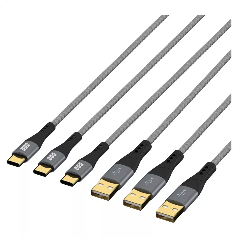 EFB Elektronik Set de cables USB-A a USB-C 60W QC 3A 3x2m - Digital/Datos (USB-AC-00008)