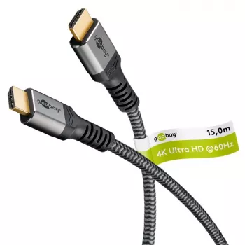 Cable HDMI Plus de alta velocidad con Ethernet, 4K @ 60Hz (gris, 15 metros)