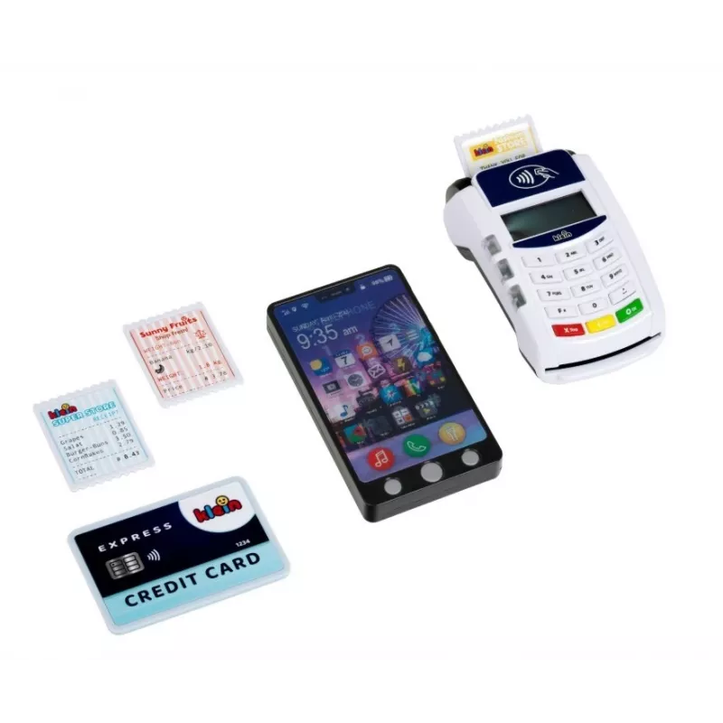 Terminal de pago de juguete KLEIN 172740 con accesorios para smartphone para sets de juego de rol