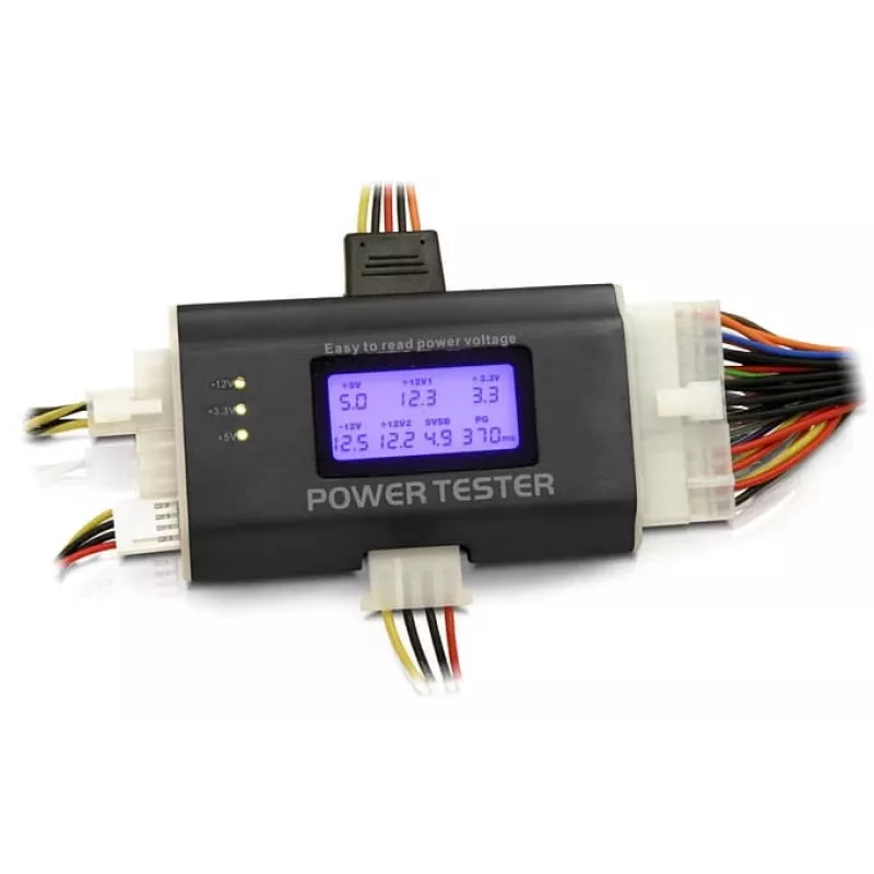 DeLOCK 18159 comprobador de fuentes de alimentación III para ATX/BTX/ITX, negro/blanco