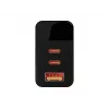 Cargador de pared LCD toma USB + USB-Cx2 PD 65W GAN negro vatímetro
