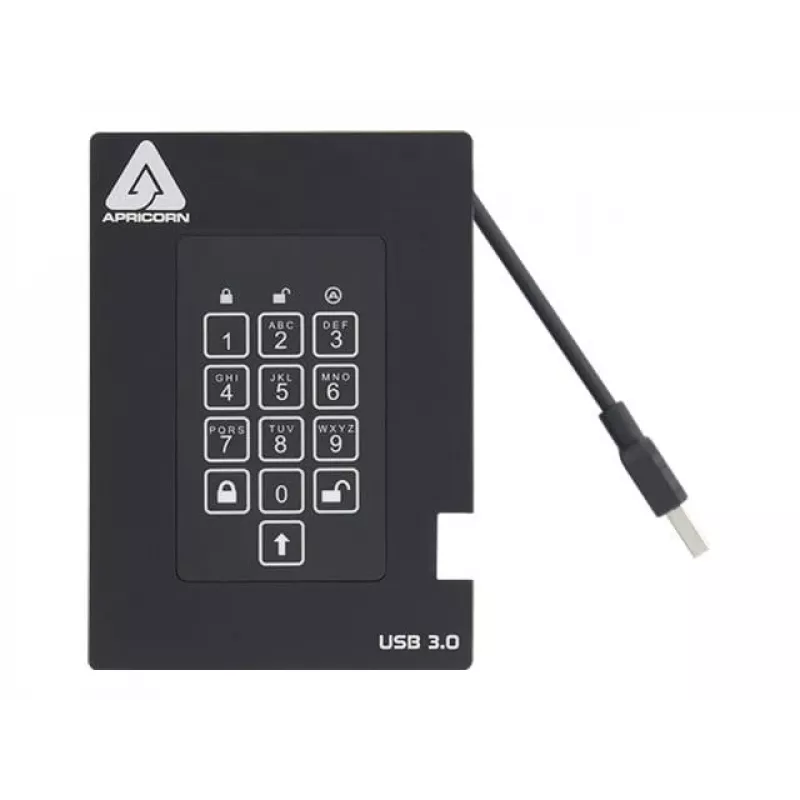 Apricorn SSD externo 2,5 1TB Aegis Padlock Fortress USB 3.0 256-bit AES-XTS, FIPS 140-2 Lvl2, 4user (A25-3PL256-S1000F)