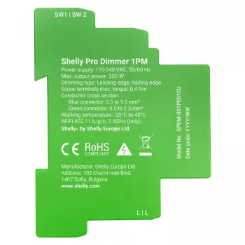 Shelly Pro Dimmer 1 interruptor inteligente para carril DIN, 1 canal