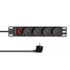 Regleta de enchufes LogiLink 25,40 cm (10 pulgadas), 4 tomas, con interruptor, negra - para el mercado: D / NL / A / L - 1 unidad (PDU4B01)
