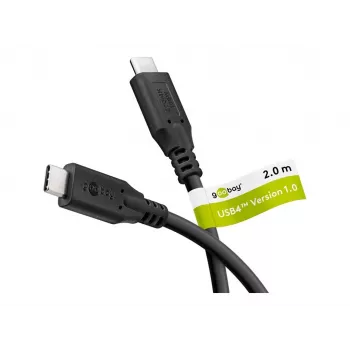 Cable USB-C™ Goobay, USB4™, 100 W, 20 Gbit/s, Power Delivery, 2 m, negro | Goobay