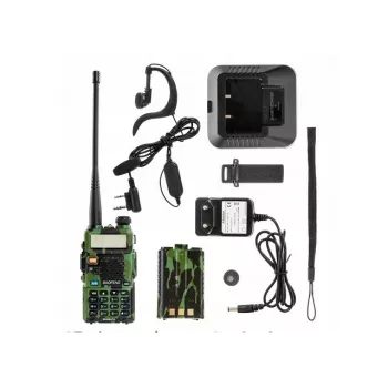 Walkie-talkie portátil Baofeng UV-5R 5W HT camo — doble banda FM, 5 W, batería de 1800 mAh