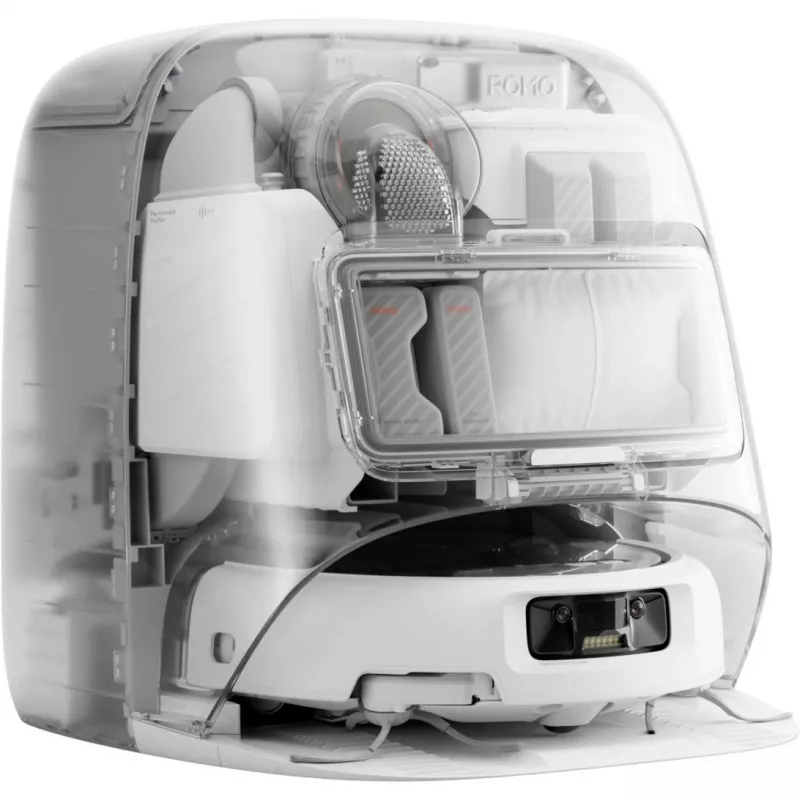 Robot aspirador con función de fregado DJI ROMO P (versión con depósito de agua) — Gris/Blanco, 0,26 l de polvo, 4 l de agua limpia / 3,2 l de agua sucia, batería de 5000 mAh