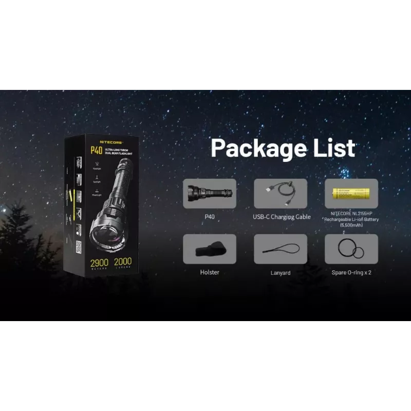 Linterna Nitecore P40 2000 lúmenes ultra largo alcance, modelo P40