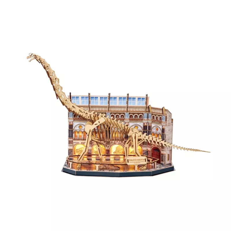 Puzle 3D LED Dante CubicFun NatMus Brachiosaurus 05447 – modelo de montaje educativo con luz LED