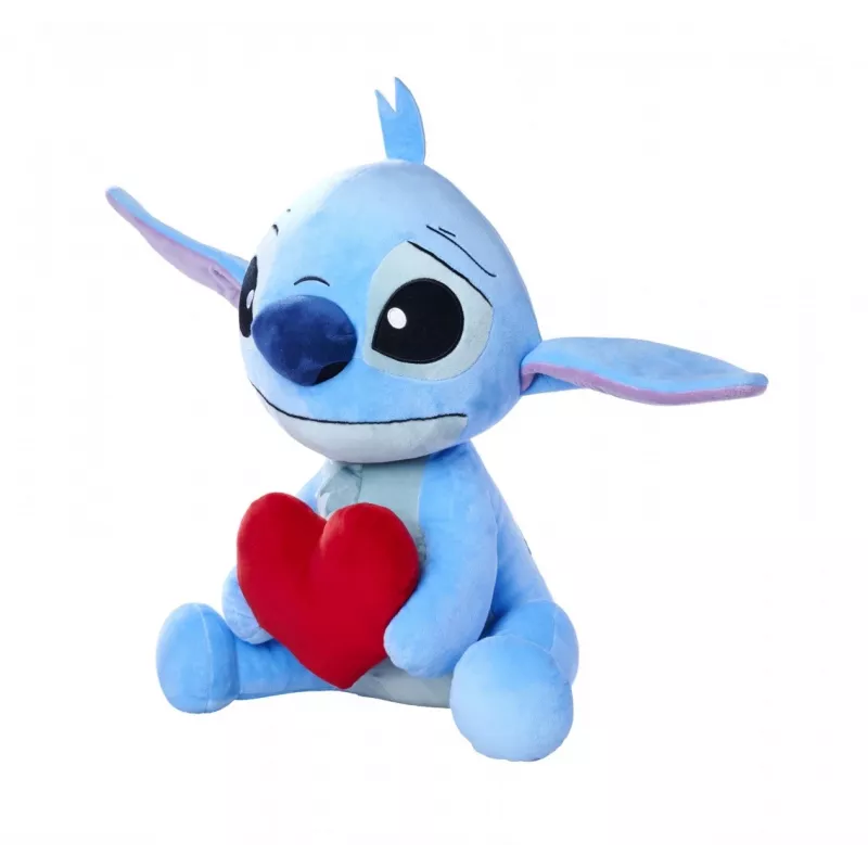Peluche SIMBA Stitch con corazón 50 cm, personaje suave y mullido