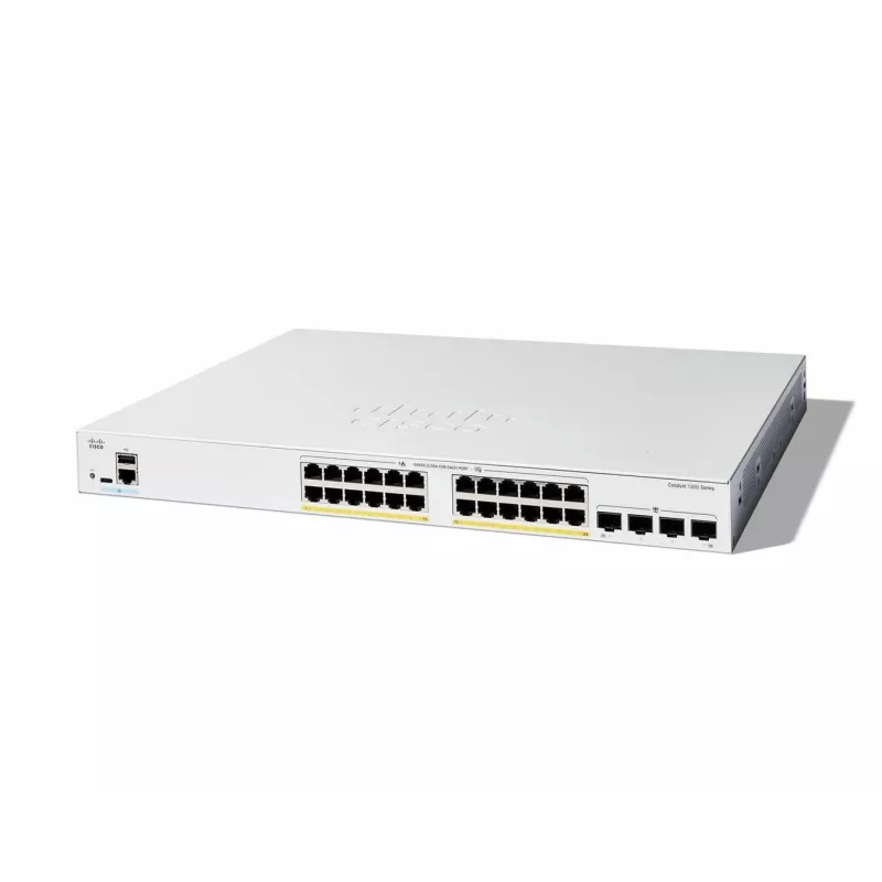 Cisco Catalyst 1200-24FP-4G Smart Switch, 24 puertos GE, Full PoE, 4x1GE SFP, Limited Lifetime Protection (C1200-24FP-4G)