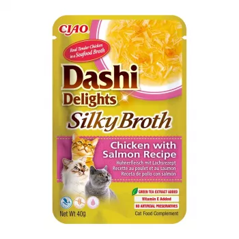 INABA CAT Dashi Delights Silky Broth pollo con salmón – snack para gatos – 40 g