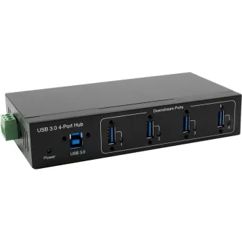 Hub USB 3.2 Exsys EX-11224HMVS — hub de 4 puertos Gen1 con cable USB y kit de montaje en carril DIN