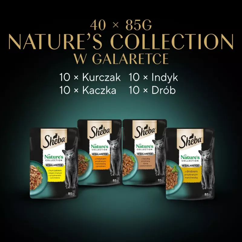 SHEBA Nature's Collection variedades de sabor a ave en gelatina - comida húmeda para gatos - 40 x 85g