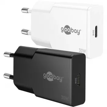Cargador rápido fino USB-C PD GaN (30 W) (blanco)