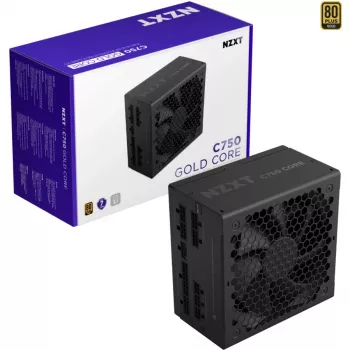 C750 GOLD CORE, fuente de alimentación para PC negra, 1x 12-Pin High Power GPU, 3x PCIe, gestión de cables, 750 vatios