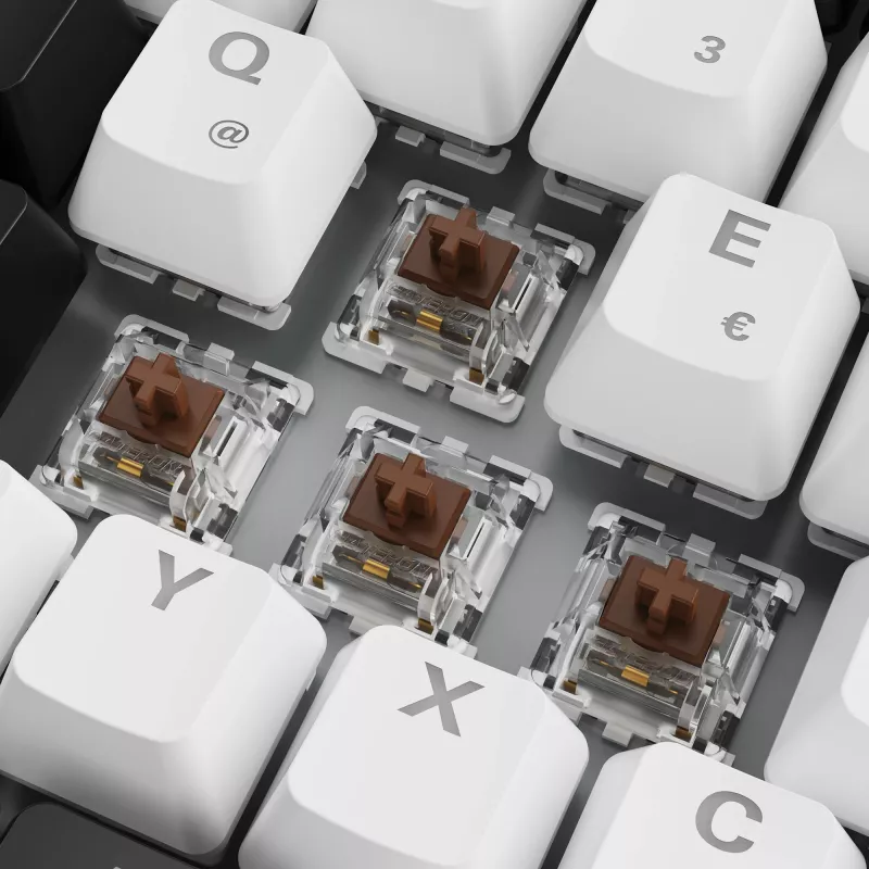 SKILLER SGK50 S3, teclado gaming blanco, distribución DE, Gateron Brown