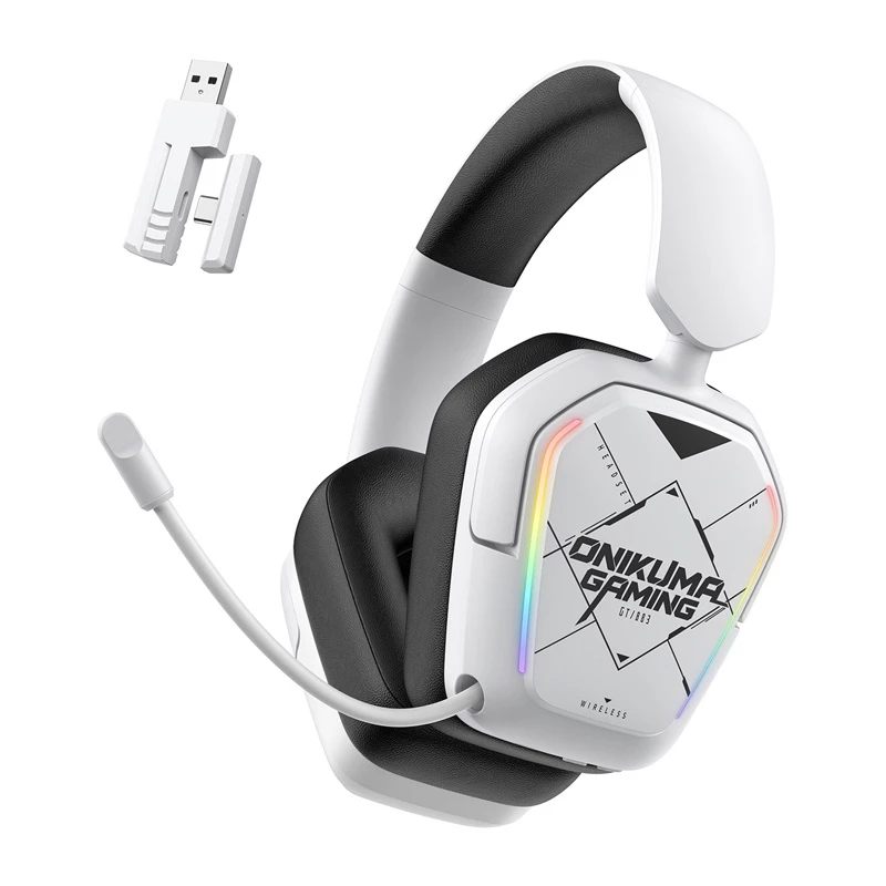Auriculares con cable/inalámbricos Onikuma GT883 blanco — conexión Bluetooth y por cable, diseño over-ear