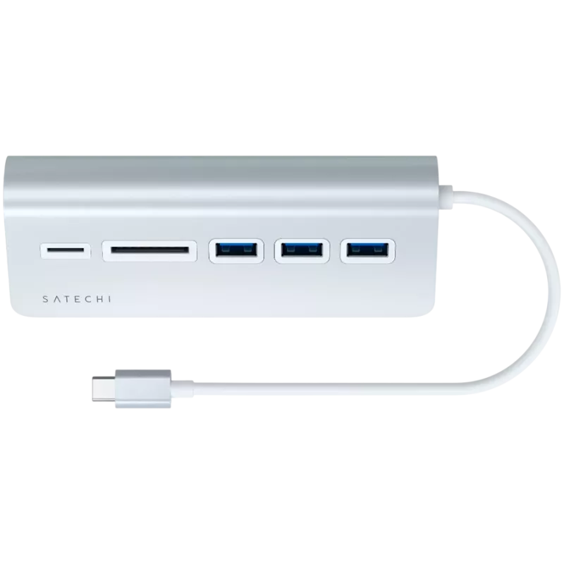 Satechi Type-C Hub USB y lector de tarjetas de aluminio, plata, ST-TCHCRS
