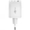Cargador rápido USB-C Nano, PD, GaN, 65 vatios (blanco, 1x USB-A, 2x USB-C PD, Charge 3.0)