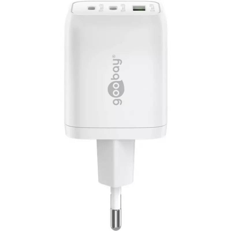 Cargador rápido USB-C Nano, PD, GaN, 65 vatios (blanco, 1x USB-A, 2x USB-C PD, Charge 3.0)