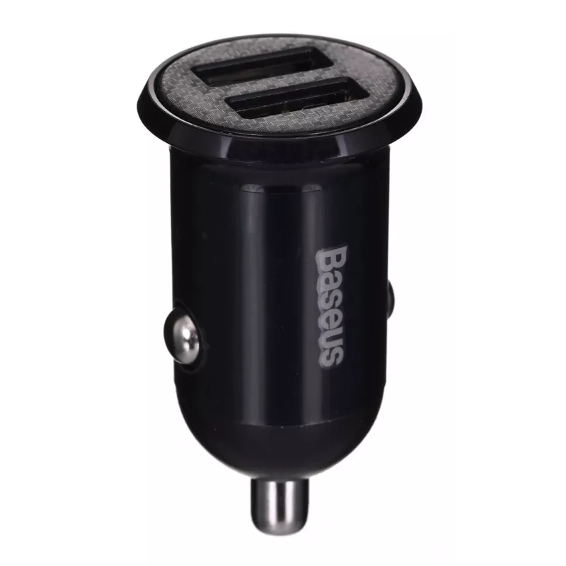 Cargador de coche Baseus Gain Pro universal negro – 2× USB 2.0, 2,4 A por puerto, entrada 12–24 V, salida 5 V