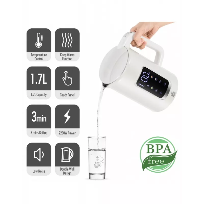 Hervidor Forme FKG-8217, inalámbrico, acero inoxidable, capacidad de 1,7 L