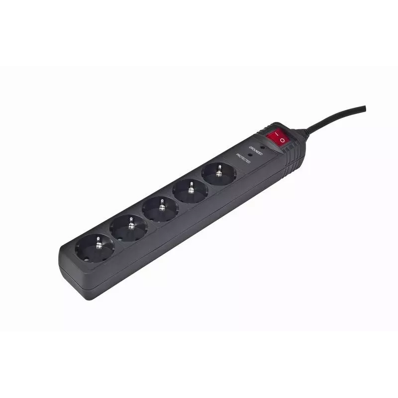 Protector contra sobretensiones Gembird SPG5-C-10 negro 5 tomas AC 250V 3m