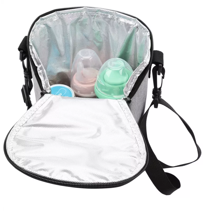 Bolsa térmica Olympia BT 50 — negra/gris, cremallera, 225×170×110 mm
