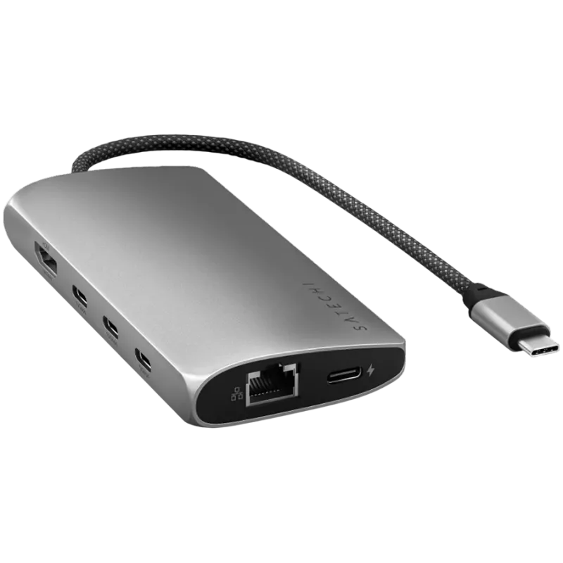 Adaptador multipuerto Satechi USB-C 8K con Ethernet V3 space grey (ST-P8KEM)