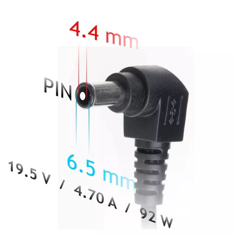 Fuente de alimentación para portátil Akyga AK-ND-20 para Sony, 92 W, 19,5 V, 4,7 A, 6,5 x 4,4 mm + pin