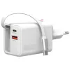 4smarts 541065 GaN Flex Jojo 65W cargador de pared, 2x USB-C PD + USB-A QC 3.0, cable USB-C retráctil, 100-240V, blanco