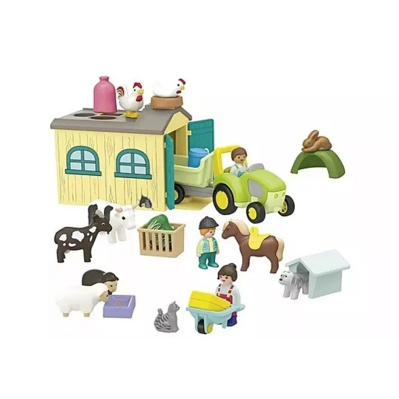 Set de figuras Aventura en la granja con tractor, remolque y animales