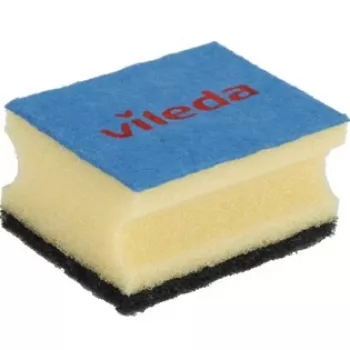 Esponja VILEDA rectangular de fibra, lavado a mano, amarillo/negro/azul, pack de 3
