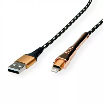 Cable Lightning ROLINE 11.02.8923 1m negro dorado