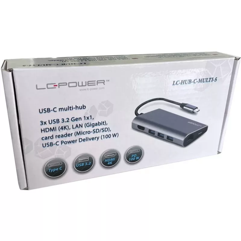 Dock para portátil LC-Power LC-HUB-C-MULTI-5 USB 3.2 Gen 1 Type-C con cable