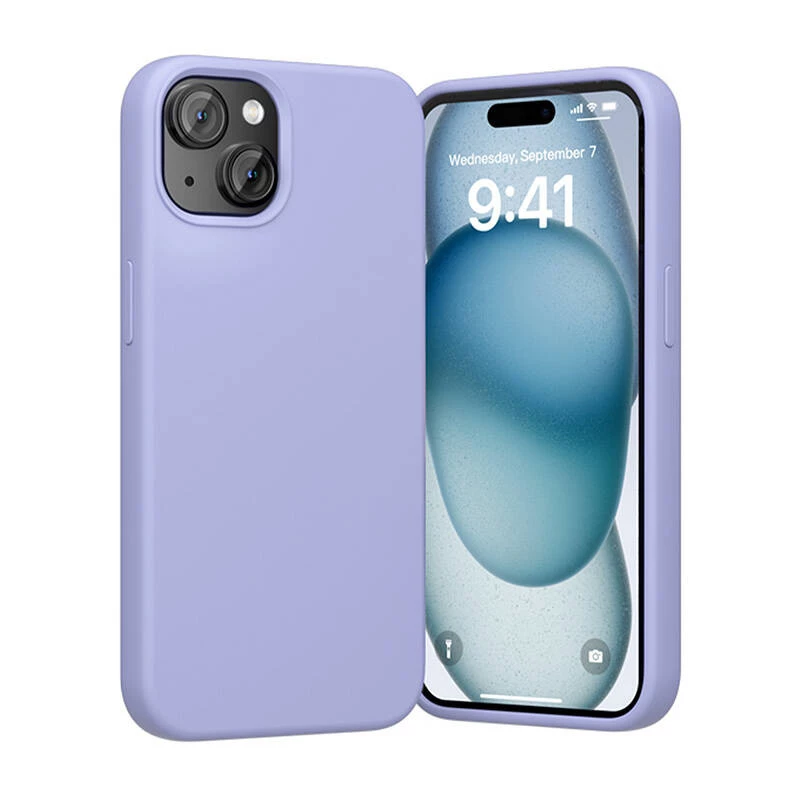Funda de silicona Vention KUFV0-20 para iPhone 15 Plus, lila, tacto suave, ligera