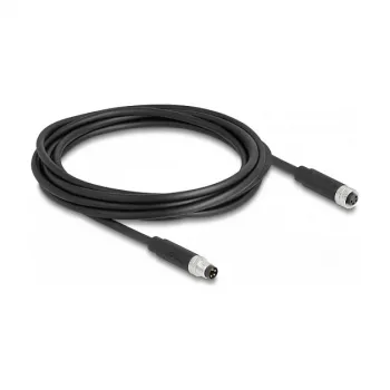 Cable DeLOCK M8 de 4 polos codificado A conector macho a conector hembra PUR TPU 3 m