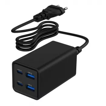 Gembird TA-UC-2A2C-PD65-01-BK Cargador para dispositivos móviles portátil, smartphone Negro AC carga rápida interior